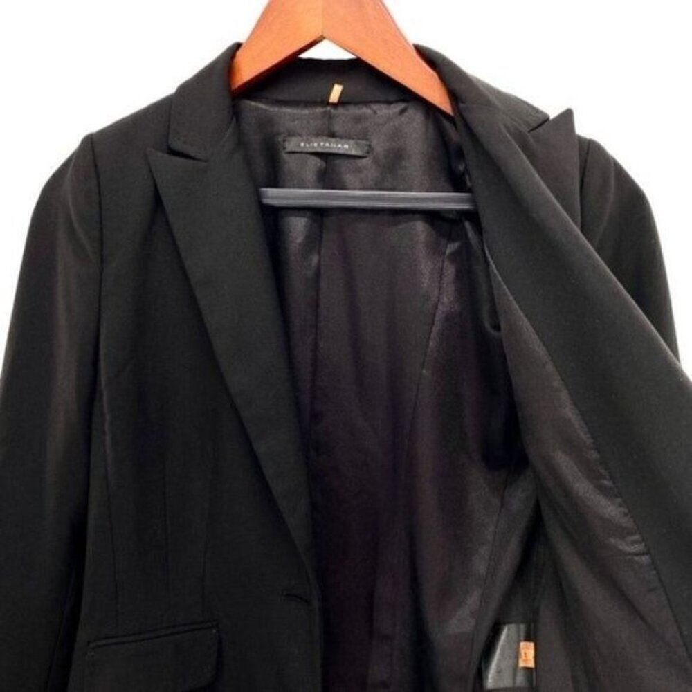 Elie Tahari Womens Black Wool Blend Blazer Relaxed Single Breasted Jacket - Picture 4 of 10